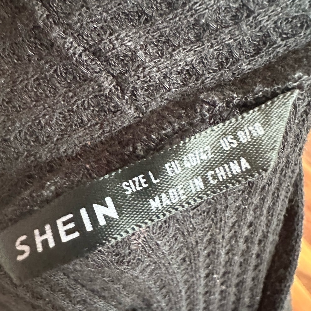 SHEIN Black Ribbed Knit Long Cardigan size Large - Picture 3 of 3
